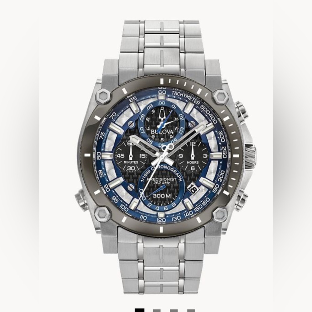 Bulova Men's Watch with Blue Strap and Silver Accents